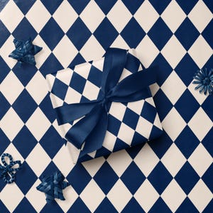 Christmas Argyle Wrapping Paper Holiday Gift Wrap Christmas Wrapping Paper Christmas Gift Wrap Elegant Christmas Gift Argyle Gift Wrap Rolls Blue | Matte