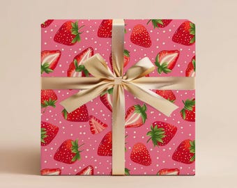 Strawberry Wrapping Paper Gift Wrapping Paper Fruit Wrapping Paper Strawberry Gift Wrap Birthday Wrapping Paper Roll Gift Baby Shower Gift