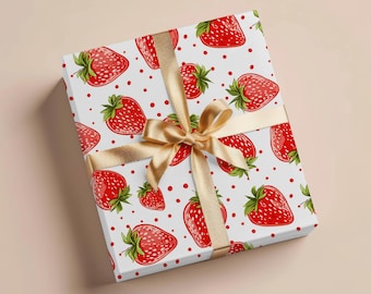 Strawberry Wrapping Paper Gift Wrapping Paper Fruit Wrapping Paper Strawberry Gift Wrap Birthday Wrapping Paper Roll Gift Baby Shower Gift