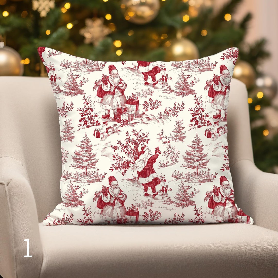Vintage Christmas Pillow Covers Christmas Pillow Case Toile Christmas ...