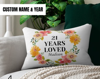 21st Birthday Gift For Her Custom Pillow Cover Personalized Birthday Gift For Daughter Lumbar Pillow Bday Gift For 21st Birthday Pillow Gift