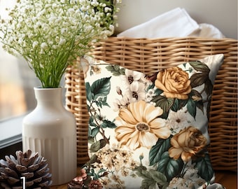 Vintage Floral Pillow Decorative Pillow 14x14 Flower Pillow Cover Vintage Pillow Case 16x16 Pillow Accent Pillow Floral Throw Pillow 18x18