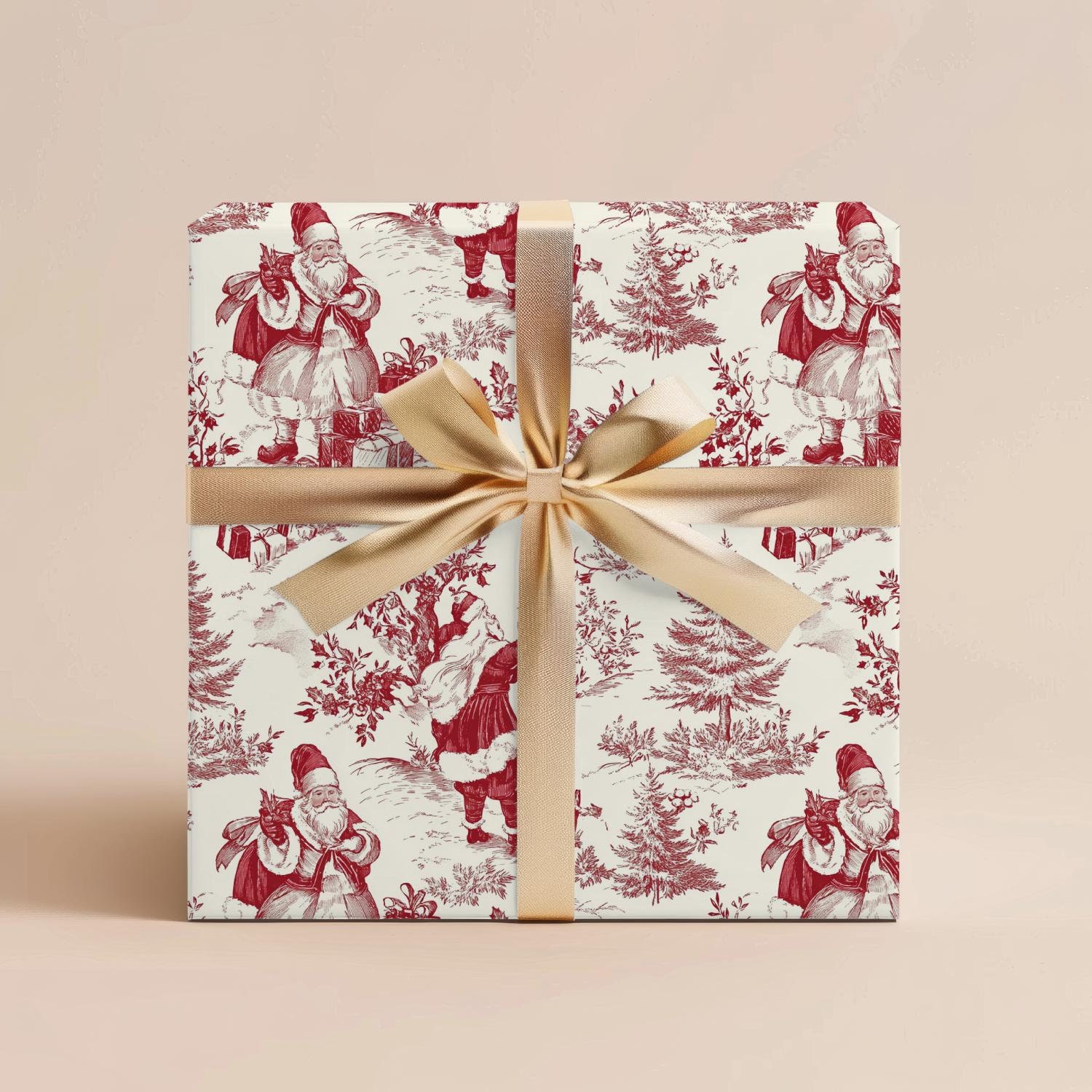 Vintage Christmas Toile Gift Wrap Holiday Gift Wrapping Paper Christmas Gift Wrap Xmas Christmas Vintage Wrapping Paper Roll Gift Wrap Paper