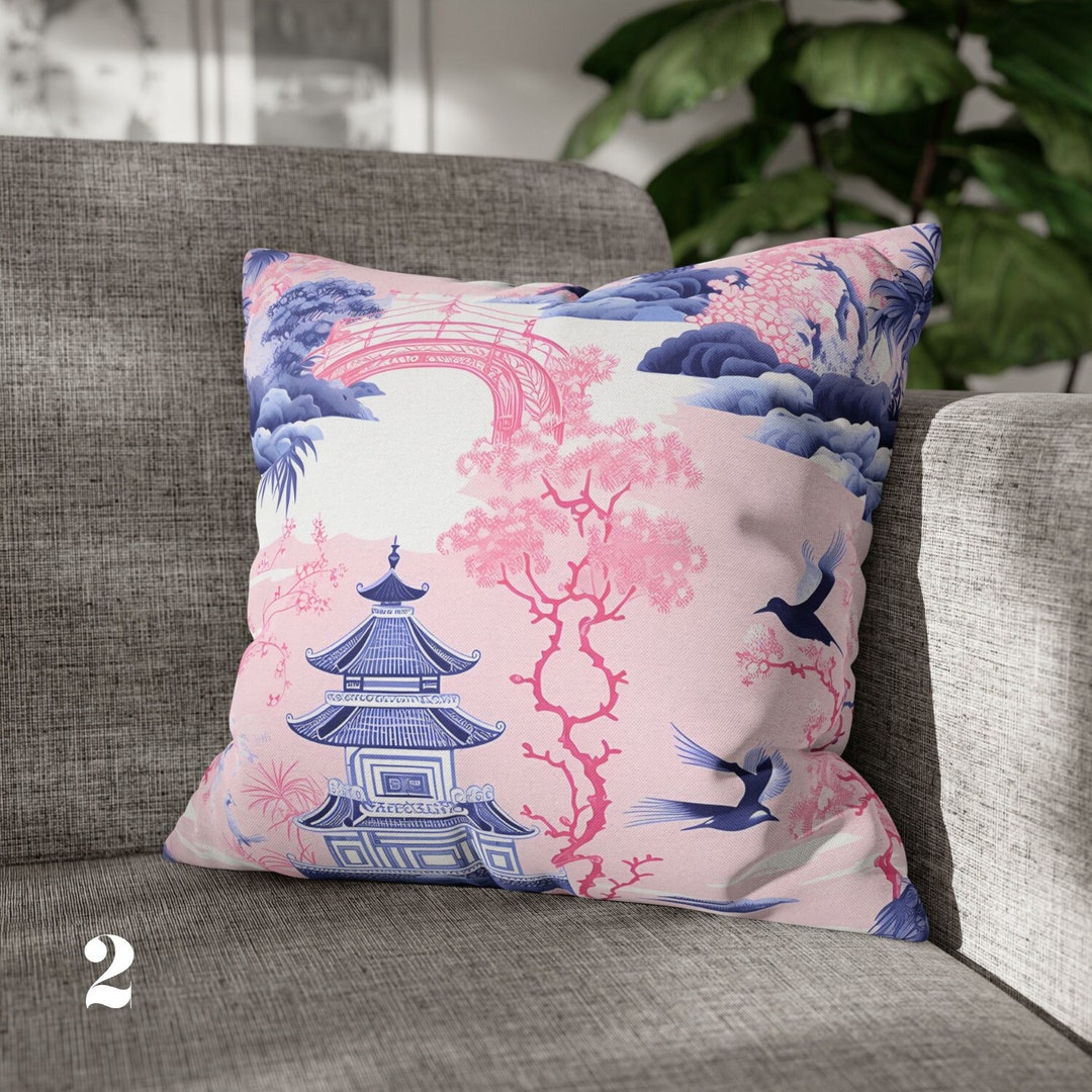 Chinoiserie Decor Pillow Cover Pagoda Blue Chinoiserie Pillow French ...