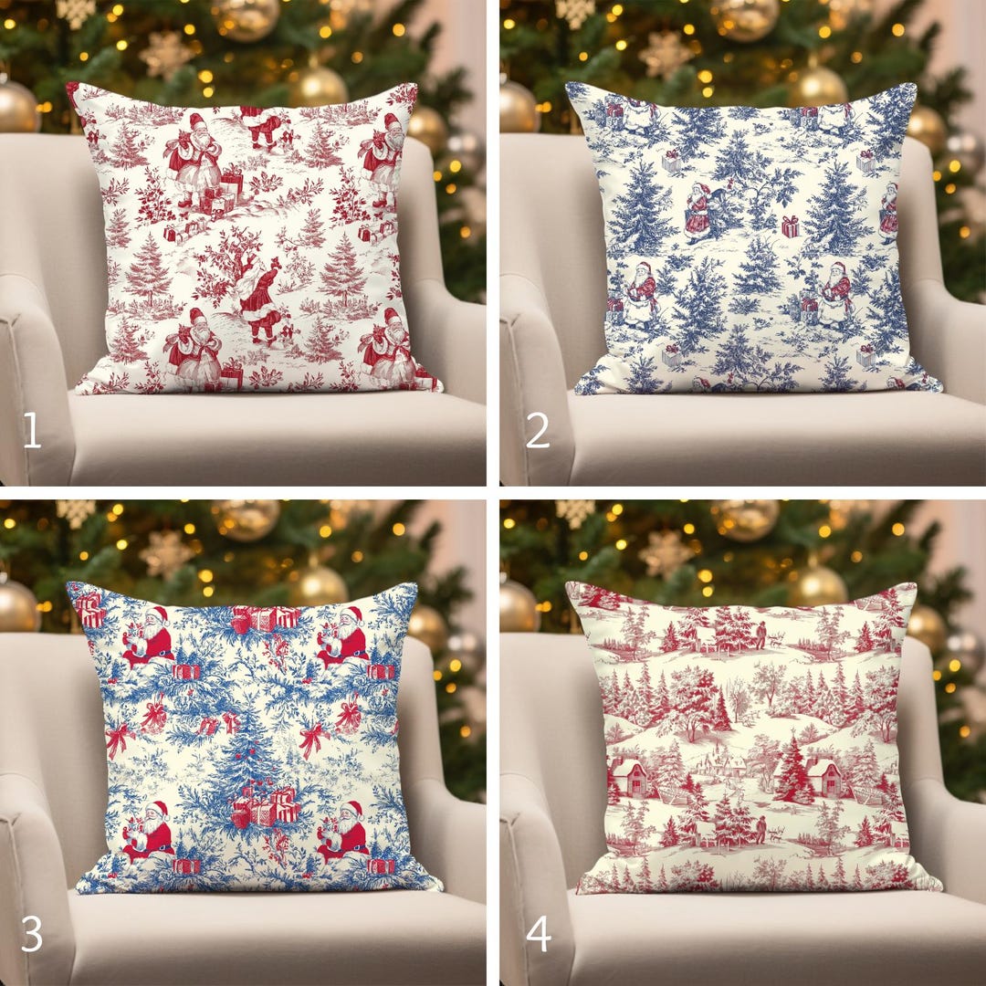 Vintage Christmas Pillow Covers Christmas Pillow Case Toile Christmas ...