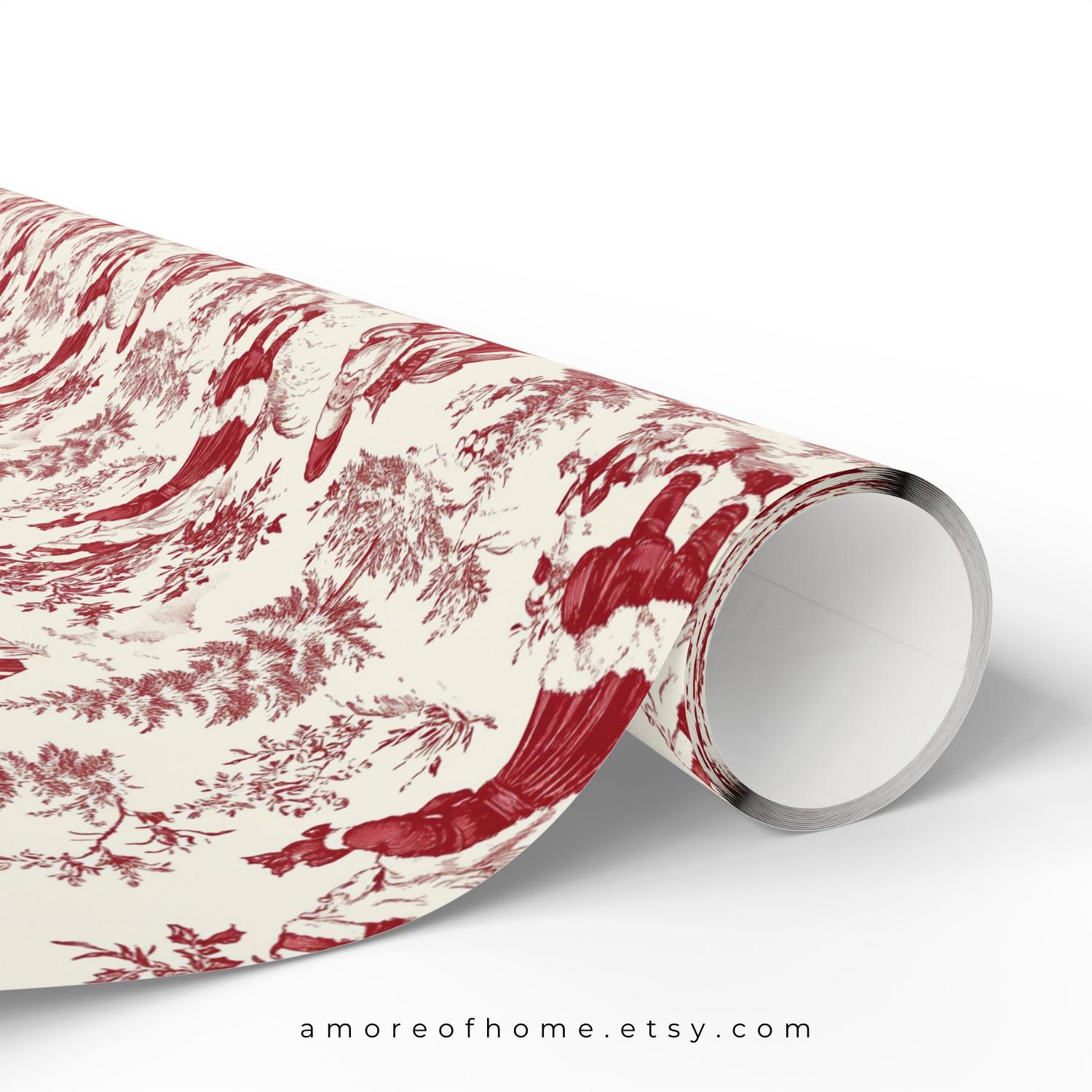 Vintage Christmas Toile Gift Wrap Holiday Gift Wrapping Paper Christmas Gift Wrap Xmas Christmas Vintage Wrapping Paper Roll Gift Wrap Paper