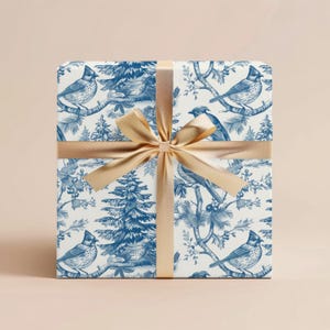 Vintage Christmas Toile Gift Wrap Holiday Gift Wrapping Paper Christmas Gift Wrap Blue Toile Christmas Wrapping Paper Roll Gift Wrap Paper