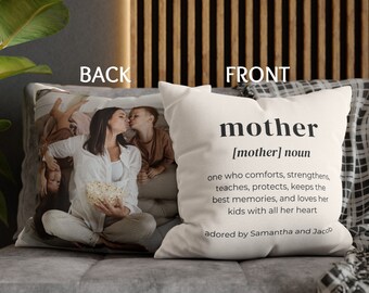Mothers Day Gift Mom Custom Pillow Cover Custom Mom Gift Mom Birthday Gift Custom Portrait Gift Mum Gift Photo Pillow Gift Mom Kid Name Gift