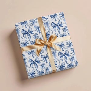 Blue Chinoiserie Christmas Wrapping Paper Christmas Gift Wrap Bow Gift Christmas Toile Gift Christmas Wrapping Paper Rolls Wedding Gift Wrap