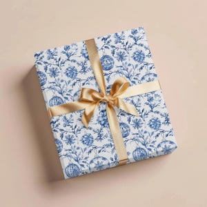 Blue Chinoiserie Christmas Wrapping Paper Christmas Gift Wrap Vintage Christmas Toile Gift Christmas Wrapping Paper Rolls Holiday Gift Wrap