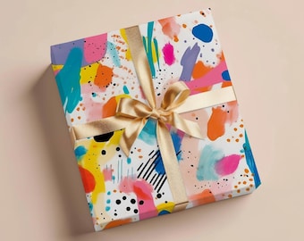 Paint Abstract Wrapping Paper Gift Wrapping Paper Colorful Wrapping Paper Painting Gift For Birthday Wrapping Paper Roll Gift Wrap Paper