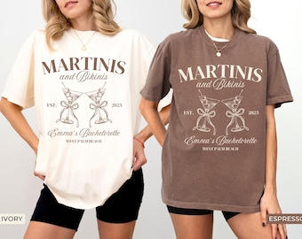 Custom Bachelorette Party Shirt Comfort Colors® Bachelorette Shirt Martini & Bikinis Girls Trip Shirt Bridal Party Gift Bachelorette Gift