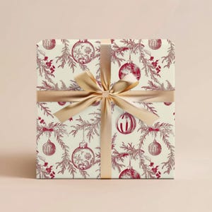 Vintage Christmas Wrapping Paper Christmas Gift Wrap Holiday Gift Christmas Toile Gift Ornaments Christmas Wrapping Paper Rolls Vintage Gift