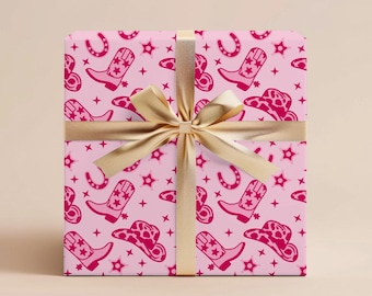 Western Wrapping Paper Gift Wrapping Paper Cowgirl Hat Western Gift Thank You Gift Birthday Wrapping Paper Roll Gift Wrap Paper Gift Wedding
