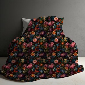 Dark Academia Decor Blanket Floral Dark Cottagecore Flower Blanket Soft Victorian Decor Home Decor Gift Sofa Throw Blanket Minky Blanket Bed