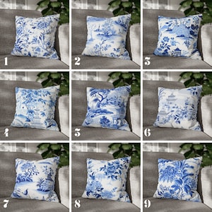 Chinoiserie Decor Pillow Cover Chinoiserie Pillow French Country Cushion Cover Housewarming Gift Blue Chinoiserie Art Throw Pillow Cover