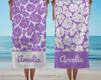 Custom Beach Towel Custom Name Beach Towel Daisy Pool Towel Personalized Beach Towel Kids Birthday Gift Bachelorette Party Bridesmaid Gift