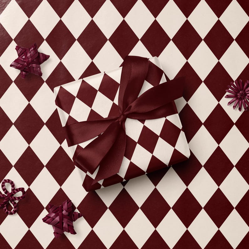 Christmas Argyle Wrapping Paper Holiday Gift Wrap Christmas Wrapping Paper Christmas Gift Wrap Elegant Christmas Gift Argyle Gift Wrap Rolls image 2