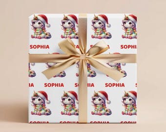 Unicorn Christmas Wrapping Paper Roll Personalized Gift Wrapping Paper Custom Name Wrapping Paper Christmas Gift Wrap Name Gift Unicorn Gift