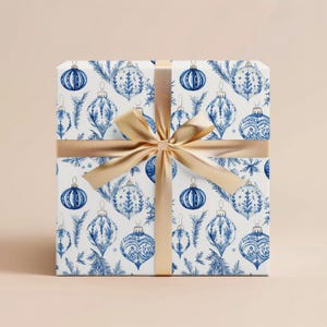 Vintage Christmas Wrapping Paper Christmas Gift Wrap Blue Chinoiserie Christmas Toile Gift Christmas Wrapping Paper Rolls Holiday Gift Wrap