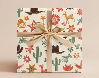 Western Wrapping Paper Gift Wrapping Paper Cowgirl Western Gift Her Thank You Gift Birthday Wrapping Paper Roll Gift Wrap Paper Gift Wedding