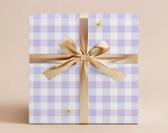 Purple Gingham Wrapping Paper Gift Wrapping Paper Plaid Wrapping Paper Birthday Gift Wrap Baby Shower Wrapping Paper Roll Gift Wedding Gift
