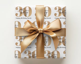 Personalized Birthday Wrapping Paper 30th Birthday Gift Wrapping Paper Custom Wrapping Paper Custom Gift Wrap Name Wrapping Paper Roll