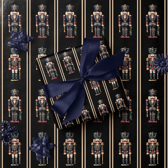 Christmas Nutcracker Gift Wrap Nutcracker Wrapping Paper Christmas Gift Wrap Vintage Christmas Wrapping Paper Roll Elegant Holiday Gift Wrap