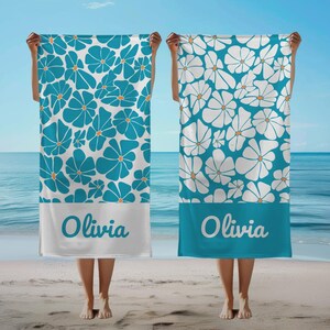 Custom Beach Towel Custom Name Beach Towel Daisy Pool Towel Personalized Beach Towel Kids Birthday Gift Bachelorette Party Bridesmaid Gift