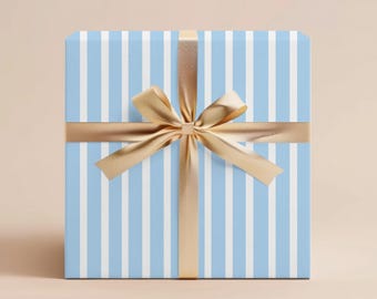Blue Striped Wrapping Paper Gift Wrapping Paper Birthday Wrapping Paper Minimal Gift Wrap Baby Shower Wrapping Paper Roll Gift Holiday Gift
