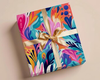 Colorful Floral Wrapping Paper Gift Wrapping Paper Abstract Wrapping Paper Painting Gift For Birthday Wrapping Paper Roll Gift Wrap Paper