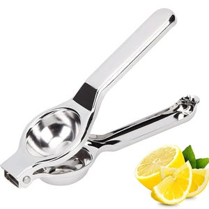 Stainless Steel Lemon Squeezer with Built-in Bottle Opener | Manual Citrus Juicer | Rustproof Kitchen Tool (Silver)
