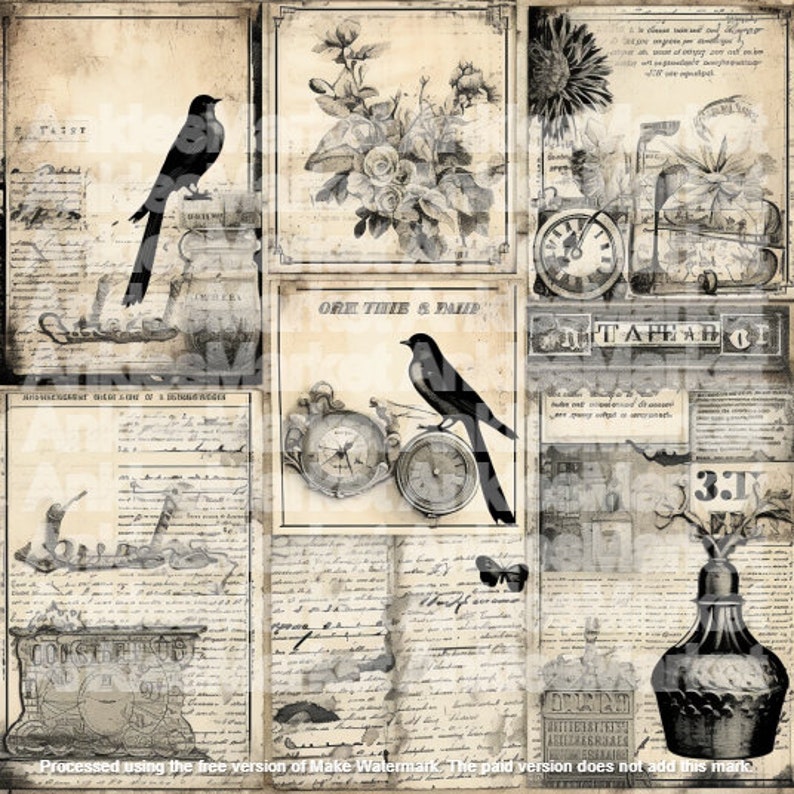 Variety Junk Journal Printable Papers Ink Saver Black and - Etsy