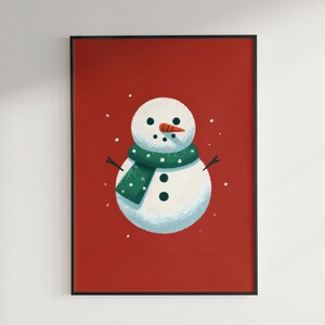 Winter Snowman Holiday Art Printable | Festive Holiday Wall Art | Cozy Digital Download