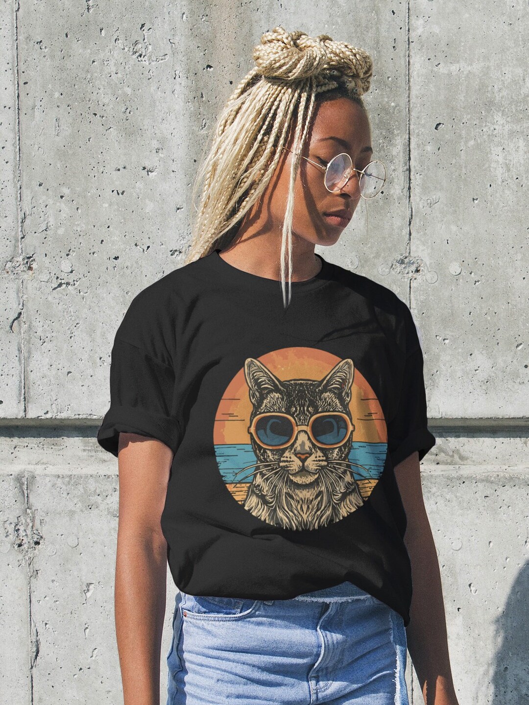 Retro Cat T Shirt
 Vintage Cat T Shirt Cool Cat Shirt Cat Crewneck Sweatshirt Etsy