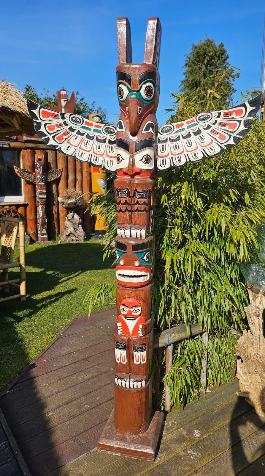 Totem Pole Wood Height 2,00 Meters 78,74 Inches Totempole Albesia
