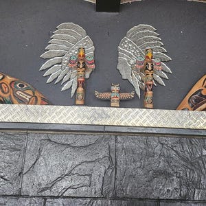 3 Totem pole wooden KENAI,AK Handmade Totempole Inches Painting Totem pole Garden-Home Decoration JeromeDesign