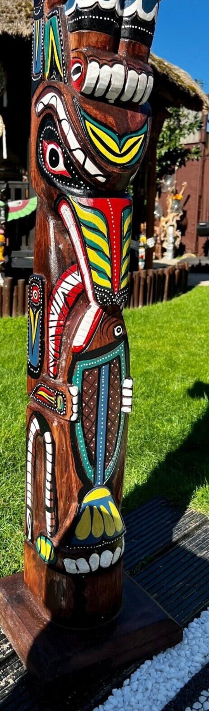 Totem Pole Wood Indian Decoration Totempole Carving Handmade Garden