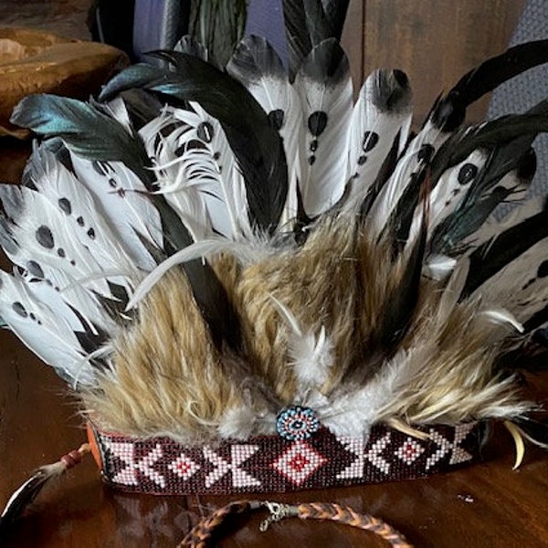 Gorro de plumas indio, tocado indio Tocado indio Gorro de guerra Carnaval, sesión de fotos - Carnaval coiffeindine - decoración