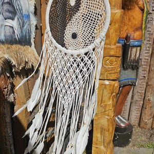 Dreamcatcher Ying-Yang Handmade Dreamcatcher Handmade Length 98 cm, Ø 32 cm Wall decoration hanging Dreamcatcher New Collection Decoration
