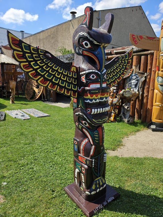 Totem Pole Wood by Jerome Collection Indian Totem Height 2,00 