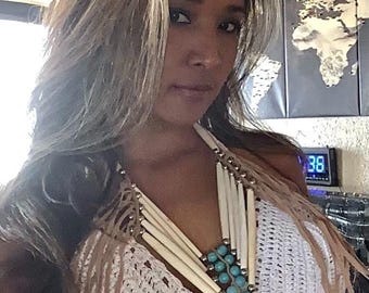 Breastplate Necklace Indian Jewelry Bone Breastplate Little Big Horn - Breastplate necklace, jewelry, bone breastplate