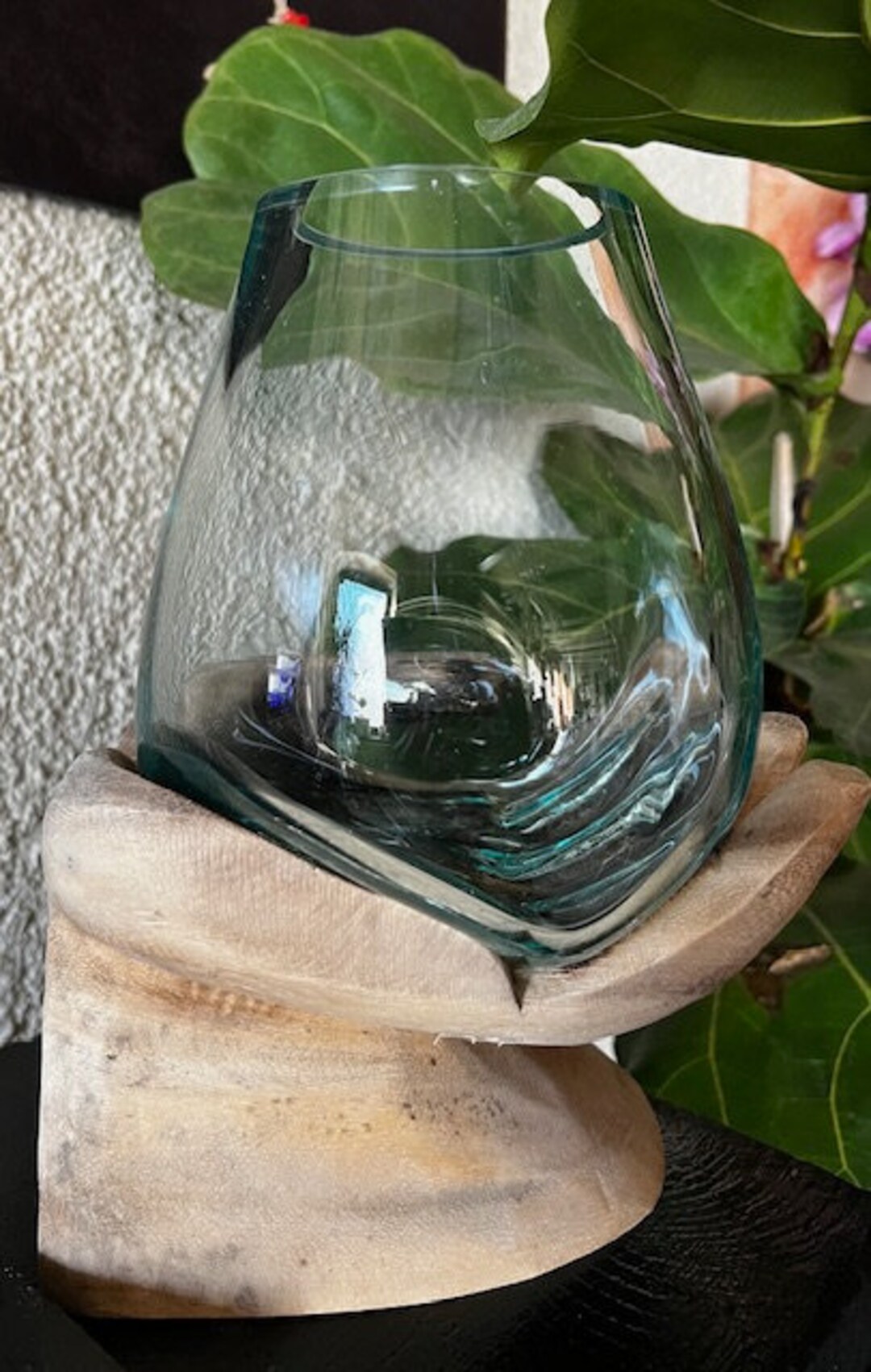 Root Wood Glass Vase Fruit Bowl Decorative Glass Liqva Vase Unique Bonboniere Root Wood Glass