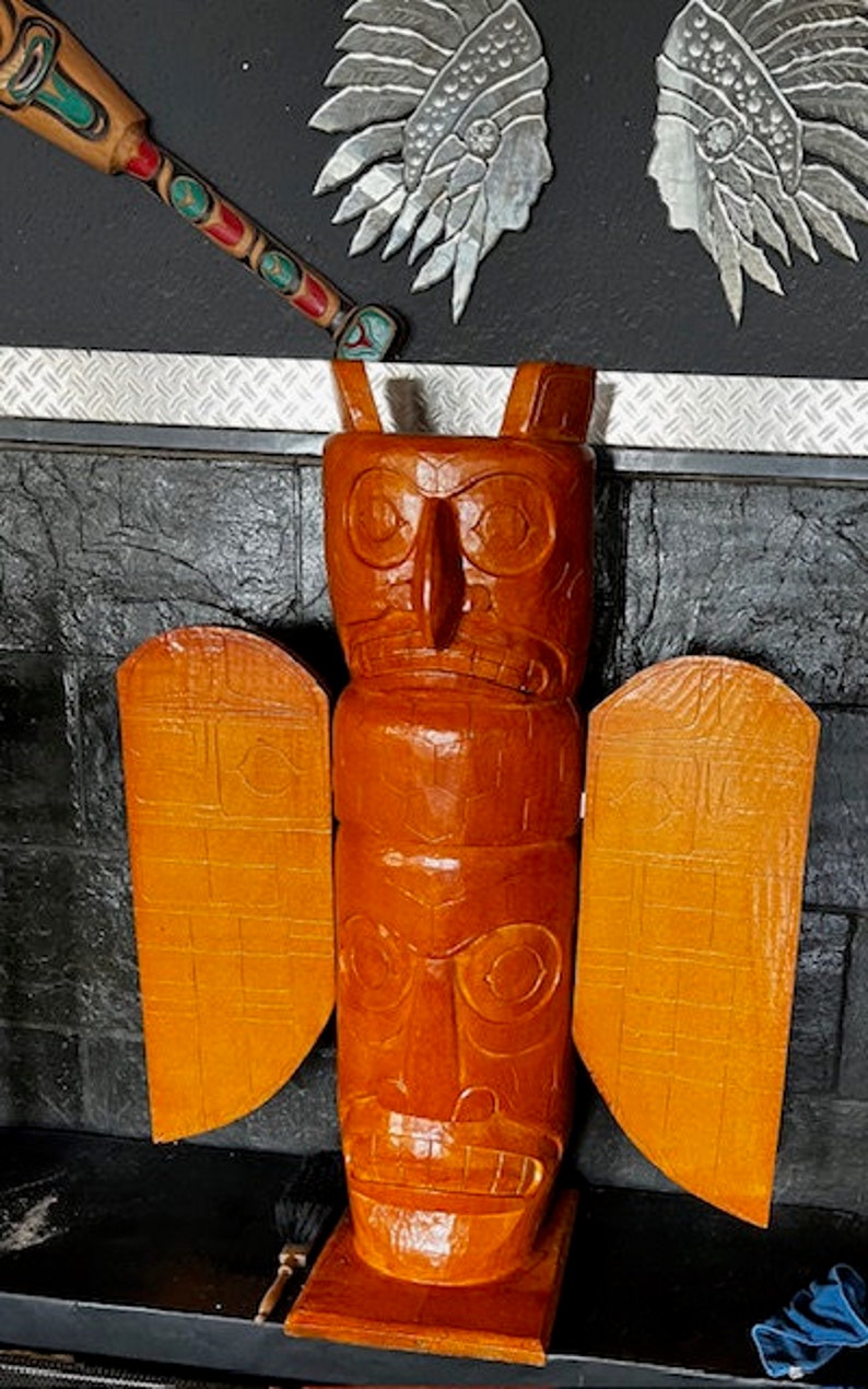Totem Pole Wood Handmade by Jerome Indian Totem Height 1.35 Etsy