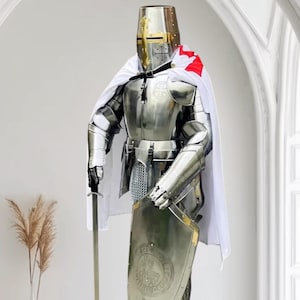 Knights Templar Suit Of Armor Medieval Full Size Armor Statue Costume Halloween