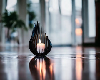 Elegant black metal candle holder - Modern decor for any room | Tealight Candle Holder aesthetic | Perfect gift for Valentine's Day