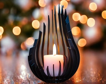 Elegante portacandele in metallo nero per decorazioni domestiche chic/portacandele votive e tealight/regali per la mamma/regalo per la festa della mamma
