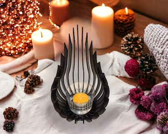 Elegant Glass & Metal Tealight Holder | Candle Holder Old Fashioned | Perfect gift for St. Valentine's