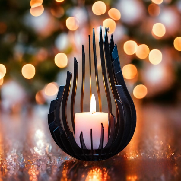 Design Kerzenhalter - Minimalistisch Metall Schwarz Teelichthalter  | Deko wohnzimmere | Perfektes Geschenk freundin