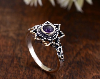 Natural Amethyst Ring, 925 Sterling Silver Ring, Handmade Ring, Purple Amethyst Ring, Handmade Jewelry, Designer Ring, Gift for Her